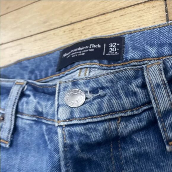 ABERCROMBIE & FITCH Jeans Men 32x30 A&F Vintage Stretch 90s Slim Blue Denim Uniq - Picture 6 of 16